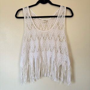 Free People Crochet Fringe Lace Crop Top Size Medium